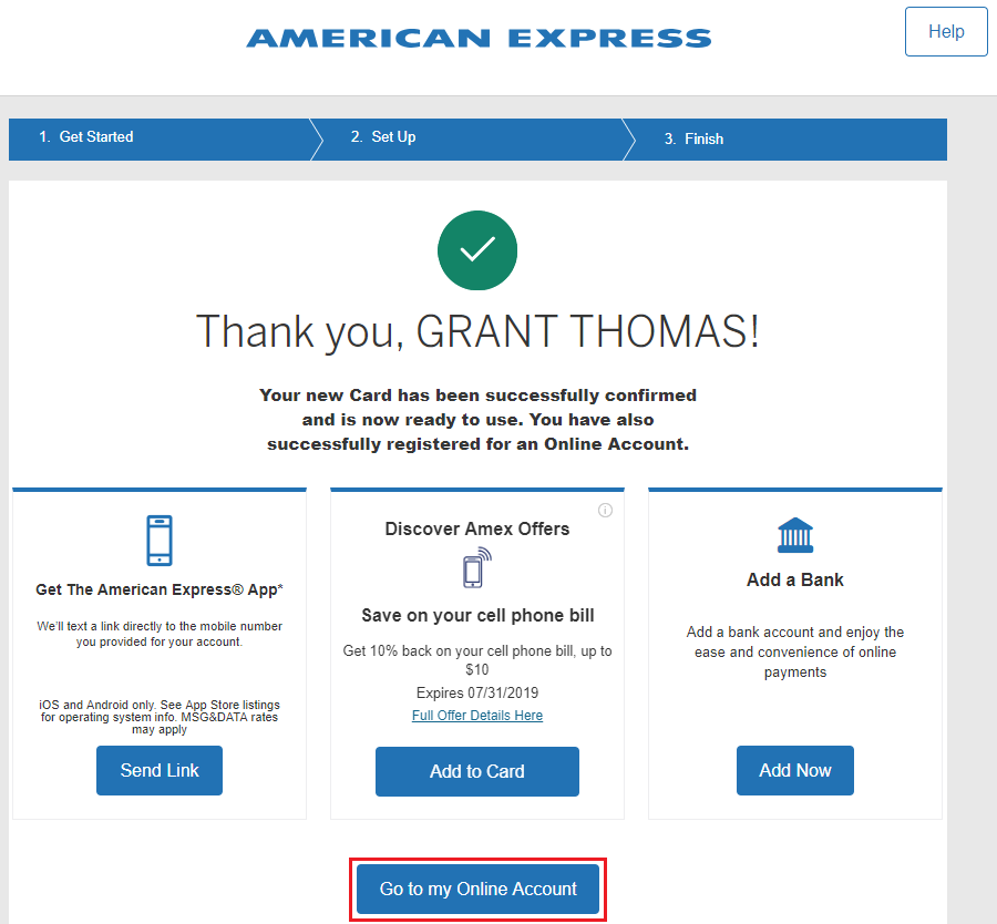 Setting Up American Express account 