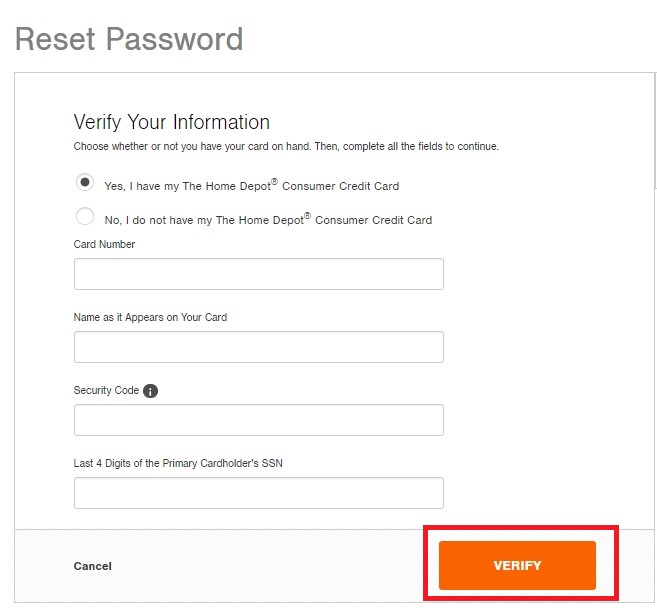 Password reset  step 3